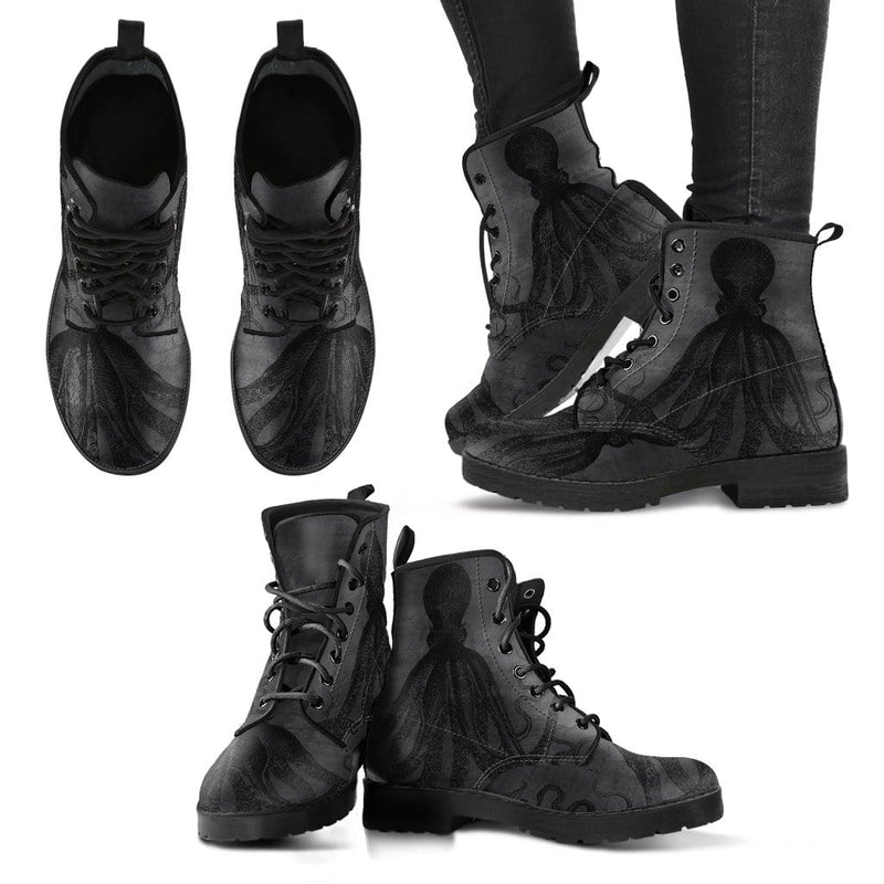 multiple views of the nerdy Straight Up Kraken Cthulu boots at Gallery Serpentine