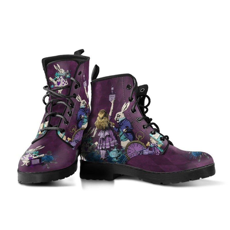 Alice in Wonderland Gothic Vegan Women's Boots, FREE Shipping