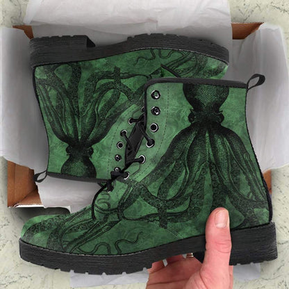unboxing experience with the green gothic kraken womens vegan leather boots