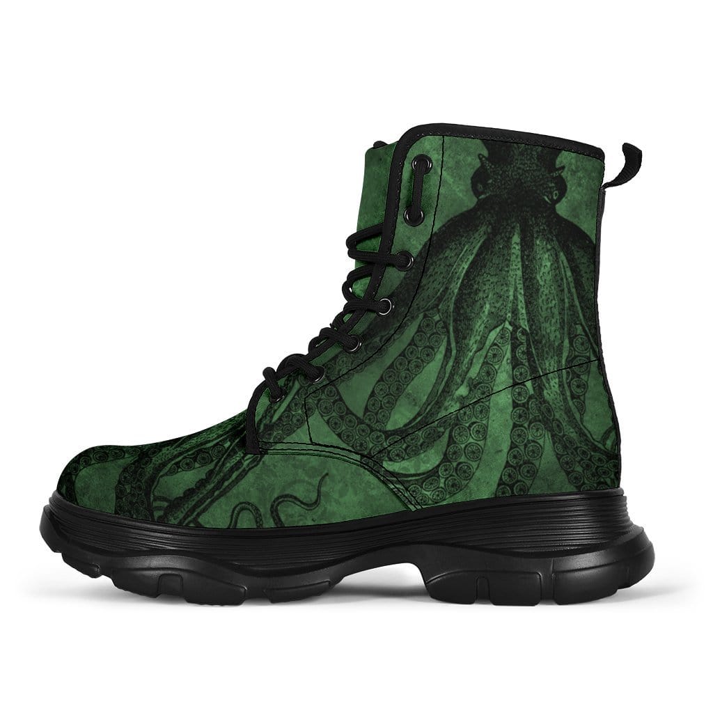 close up on the epic Kraken print on the Gallery Serpentine boots