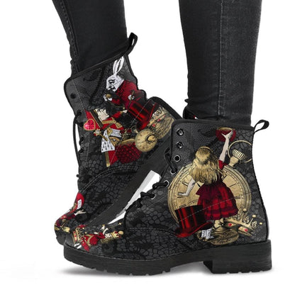 Alice in Wonderland Gothic Lace, Men's Vegan Boots, FREE Shipping