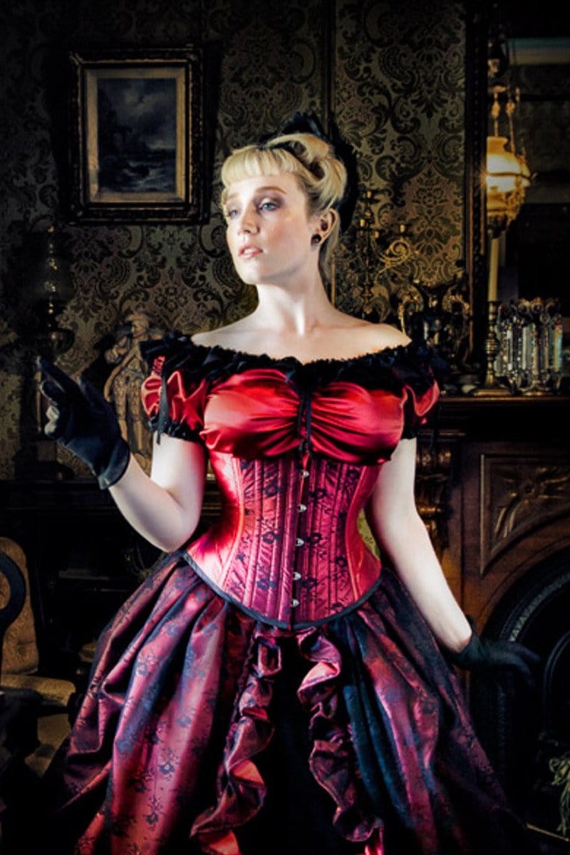 Red Widow Waspie Corset, made to order, steel boned, cinches waists by 2-4 inches, made in Sydney by Gallery Serpentine