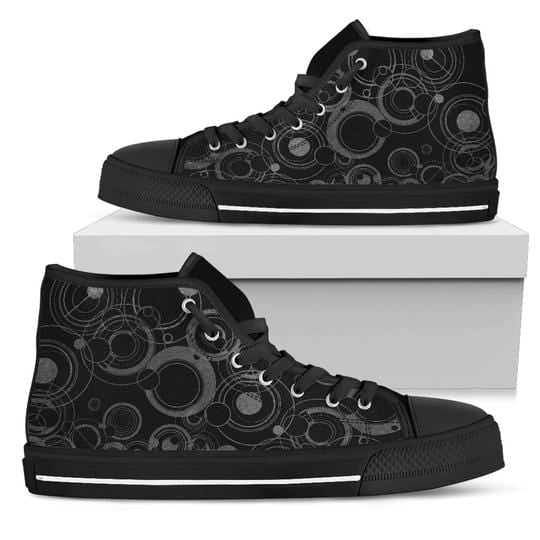 pair of the Black & grey gallifreyan language on men's canvas high top sneakers