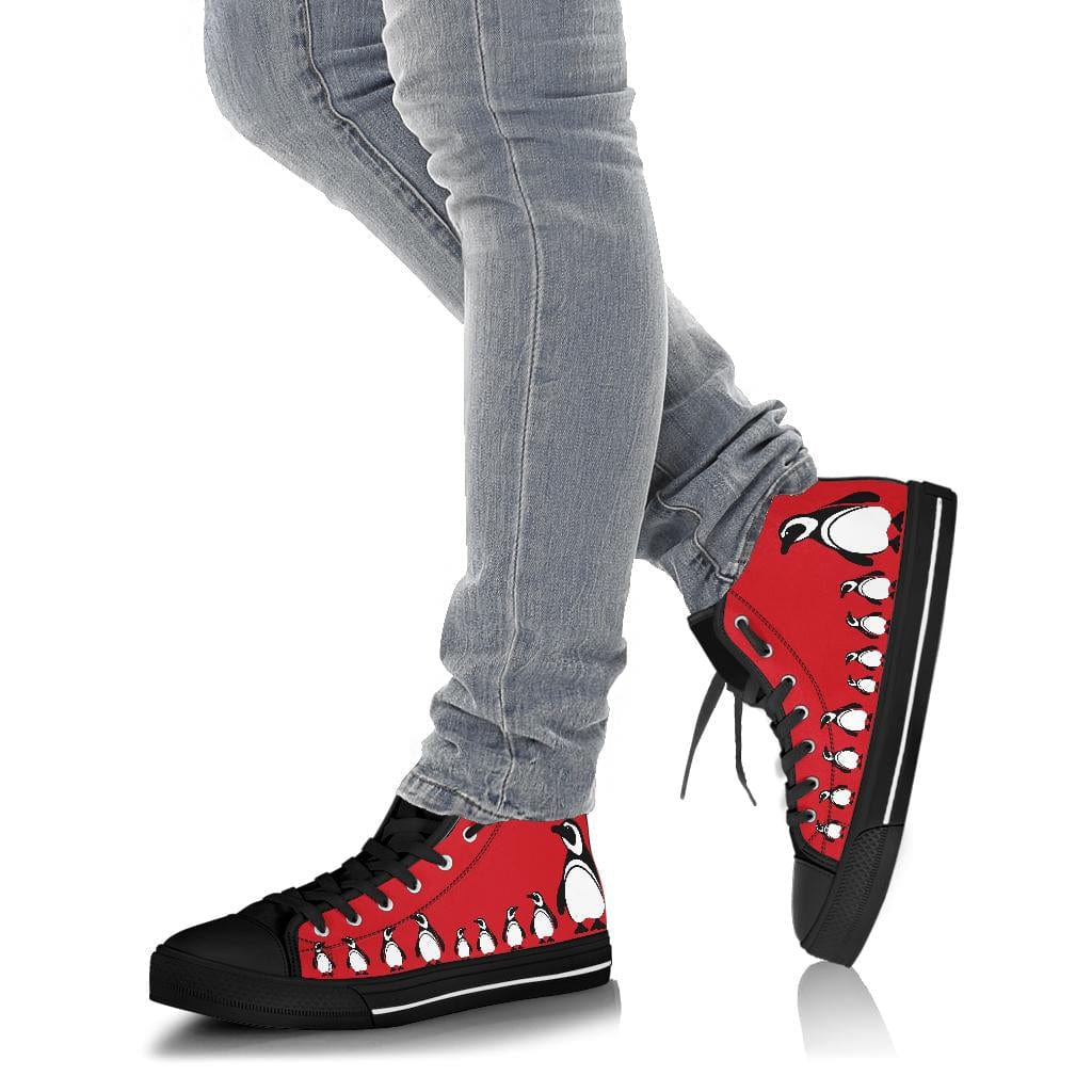 Red Penguin canvas high top sneaker