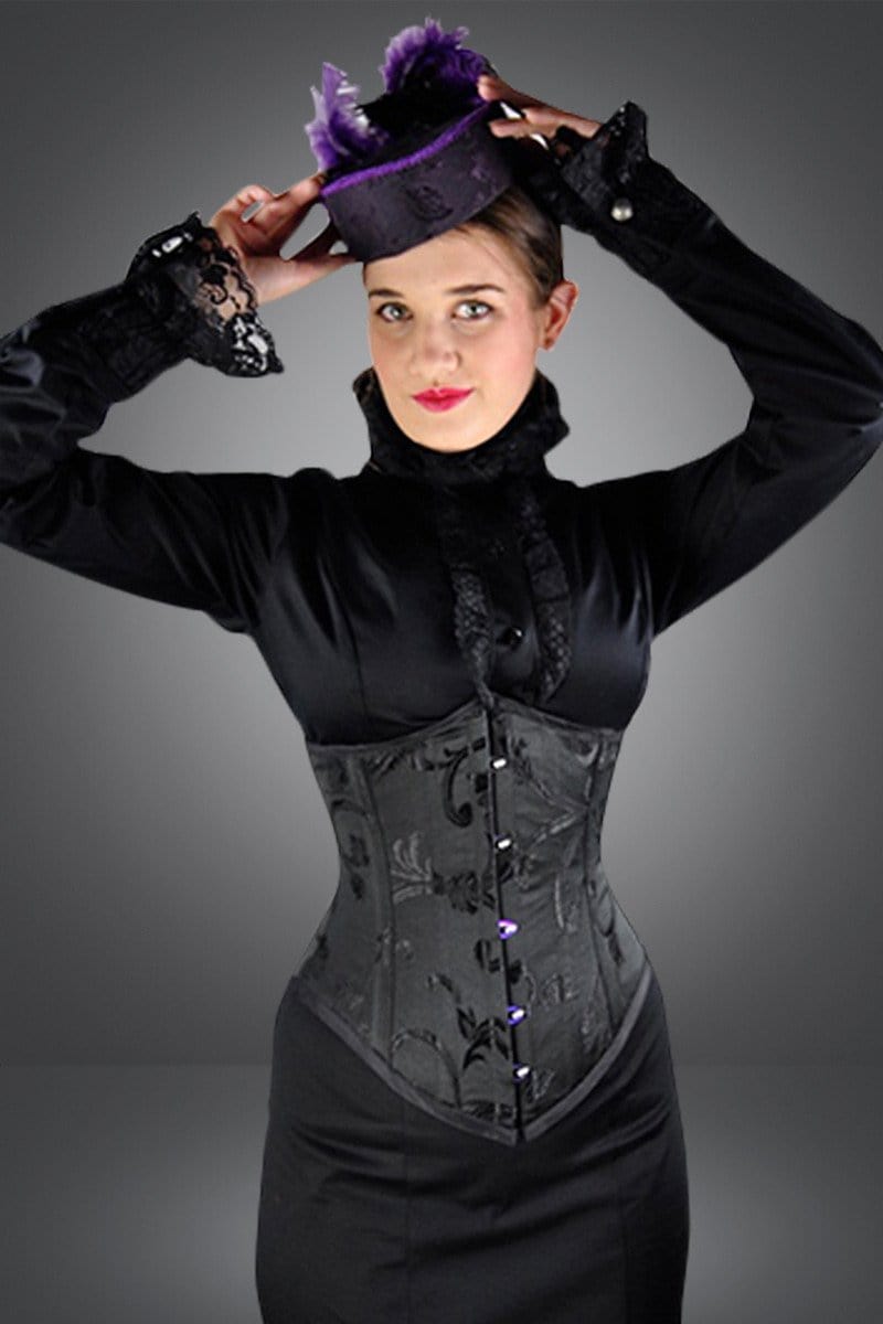 gothic victorian or steampunk steel boned under bust corset made in Australia