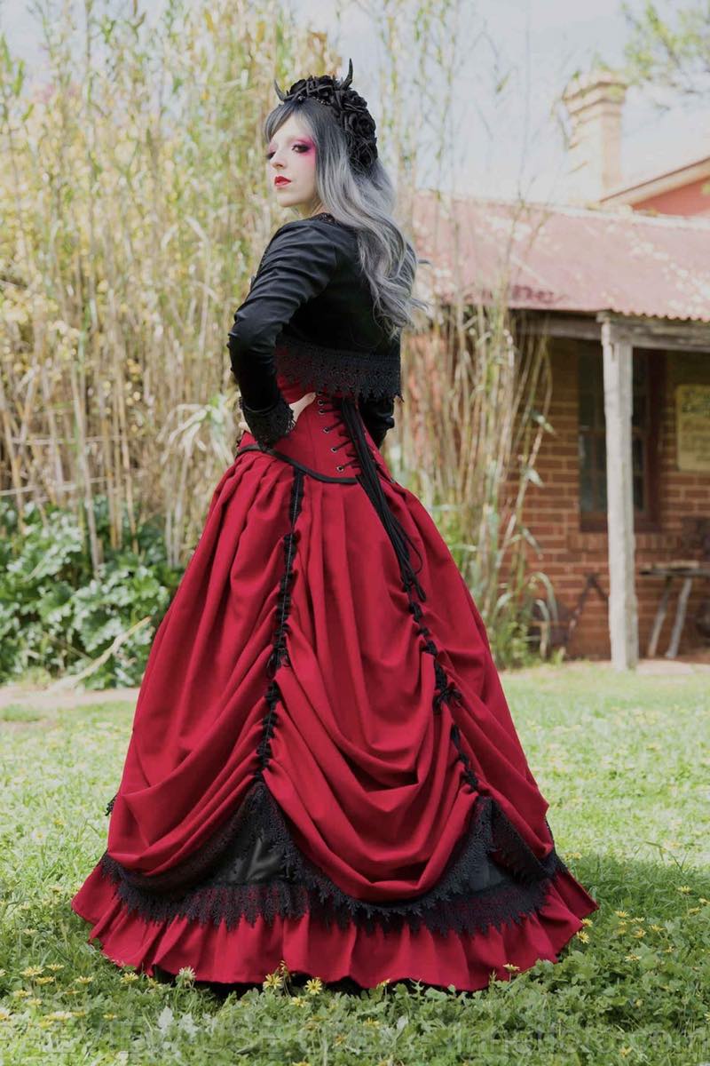 gothic model Florencia in Gallery Serpentine red gothic bridal gown 
