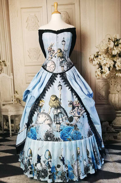 Australian made to measure blue Alice in Wonderland victorian style costume or themed wedding dress