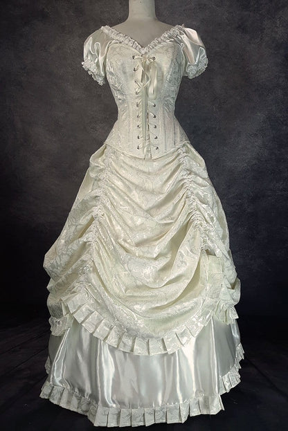 ivory victorian style corset wedding dress made in Australia, custom sized