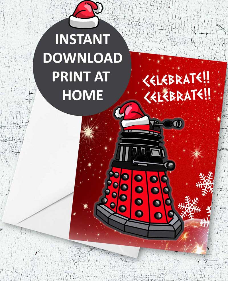Doctor Who Printable Christmas Card - Dalek Christmas Card - Instant download Printable Card