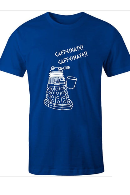original design tshirt printed in Australia featuring Dr Who Dalek and coffee mug
