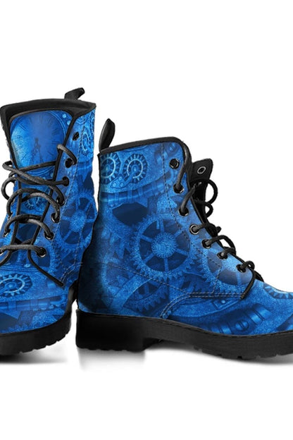 bright blue steampunk vegan boots