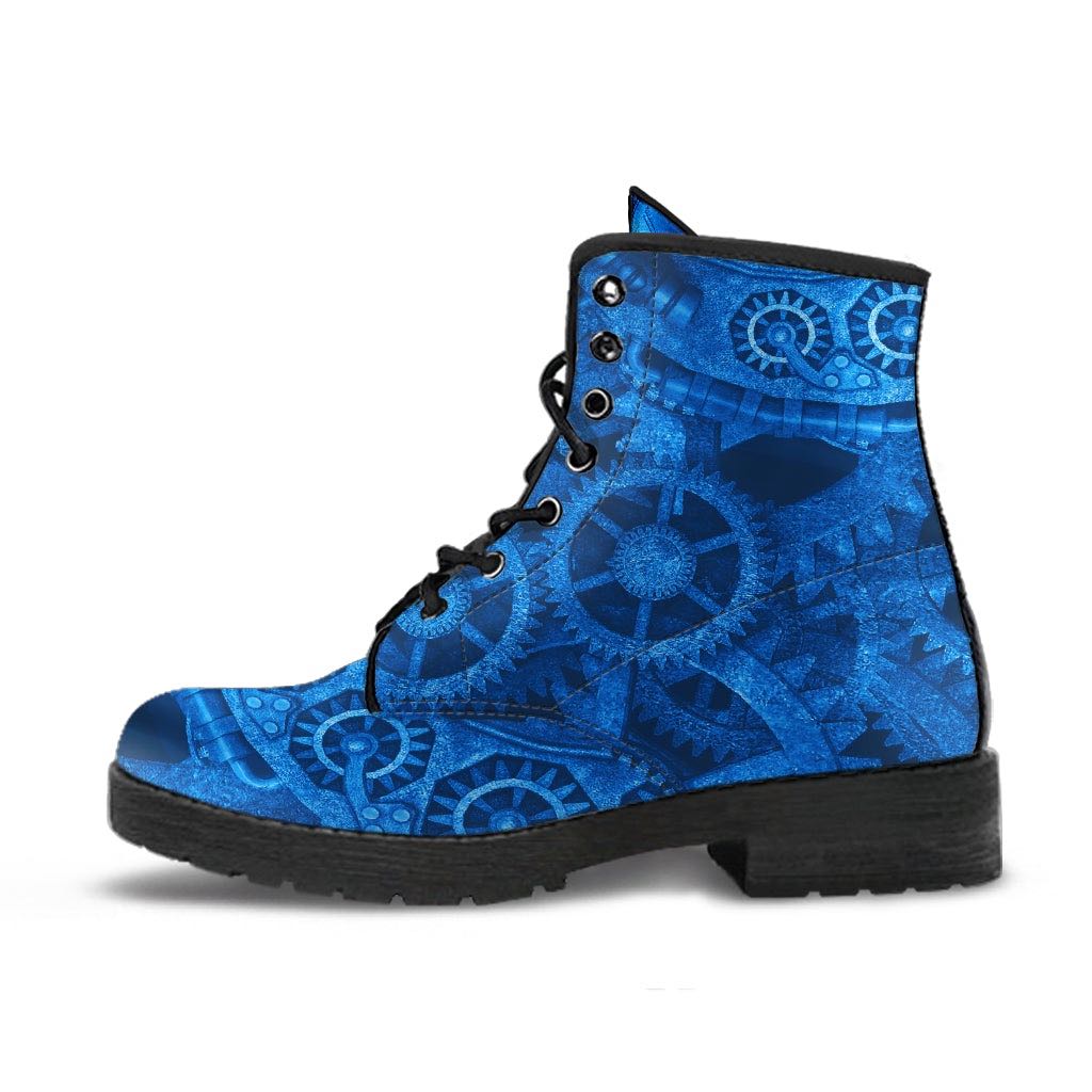bright blue steampunk boots for men 1