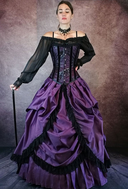 front view of the amethyst purple victorian style ball gown skirt to be worn with a corset