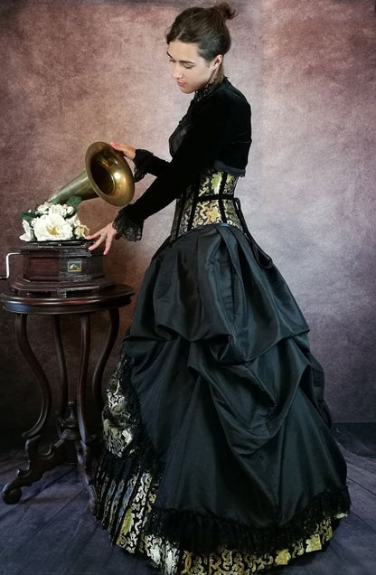 Golden Majestica Palace Gown for steampunk gothic victorian events