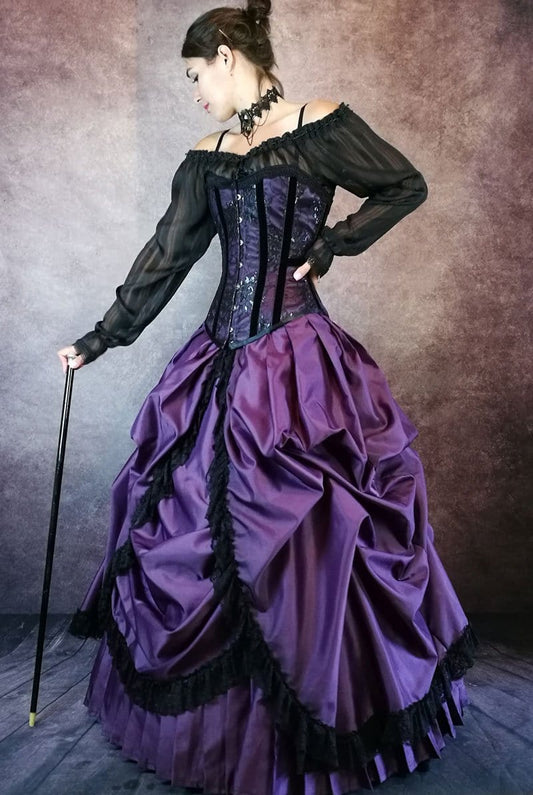Amethyst Majestic gothic ball or wedding gown made in Australia to measurements by Gallery Serpentine