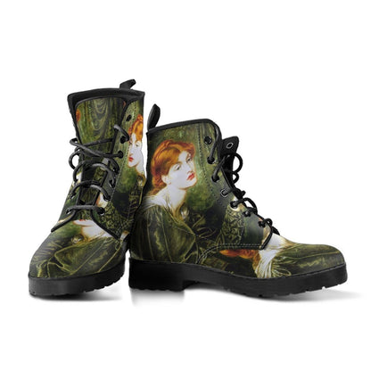 pair of the Pre-Raphaelite painting on custom made boots
