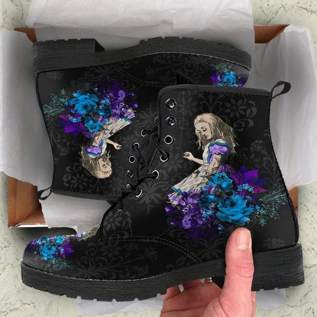 unboxing the gothic Alice in Wonderland printed vegan combat boots Gallery Serpentine