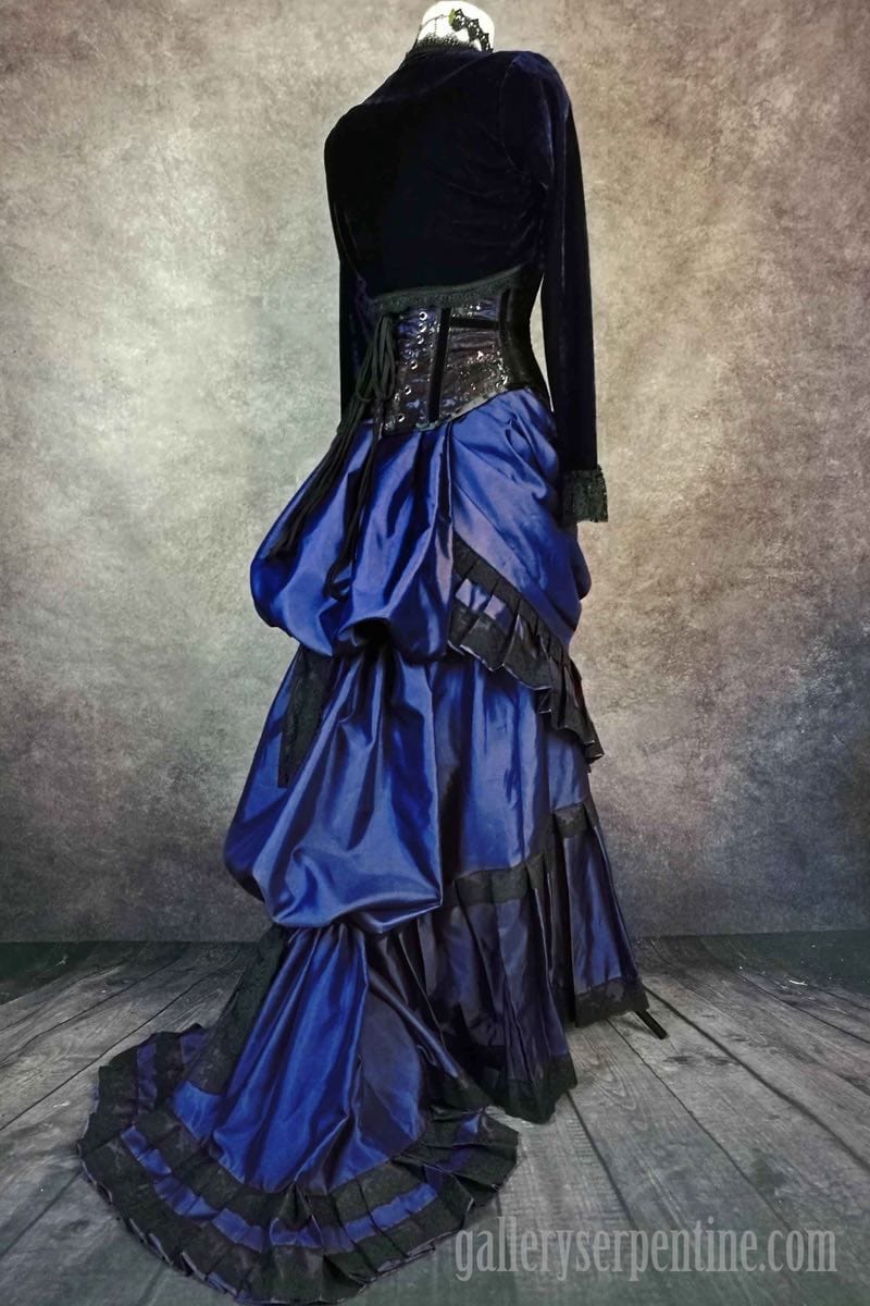gothic deep blue victorian wedding skirt