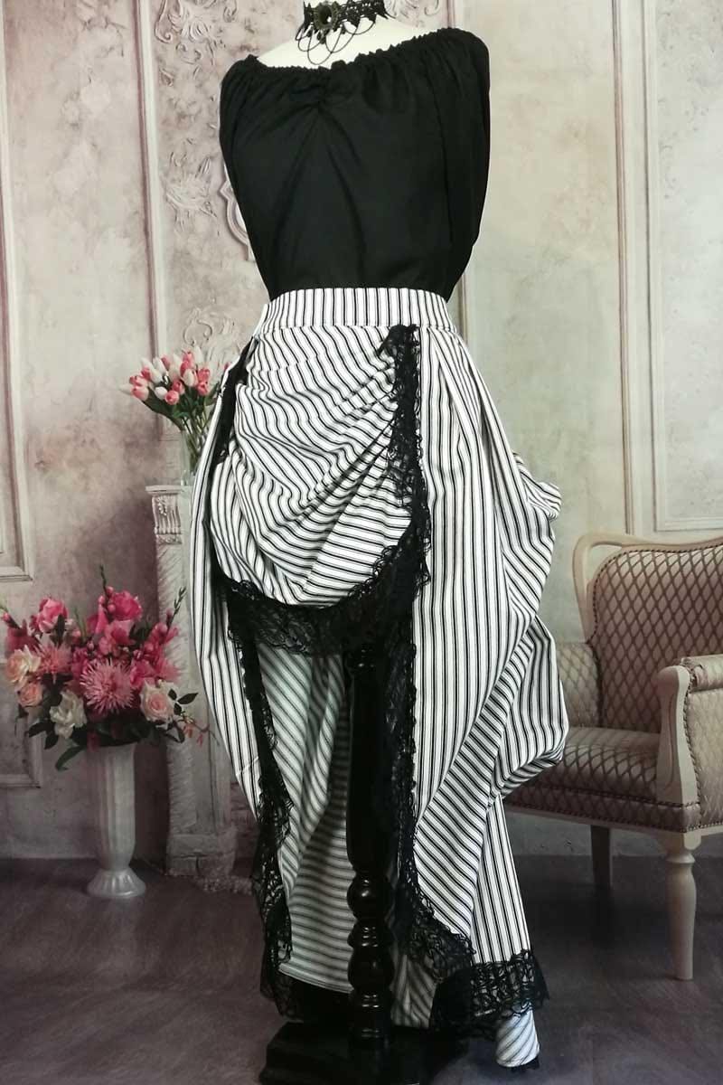 Hampstead Heath black and white striped victorian steampunk bustle skirt at Gallery Serpentine