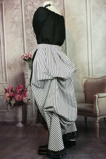 Hampstead Heath black and white striped victorian steampunk bustle skirt at Gallery Serpentine 1