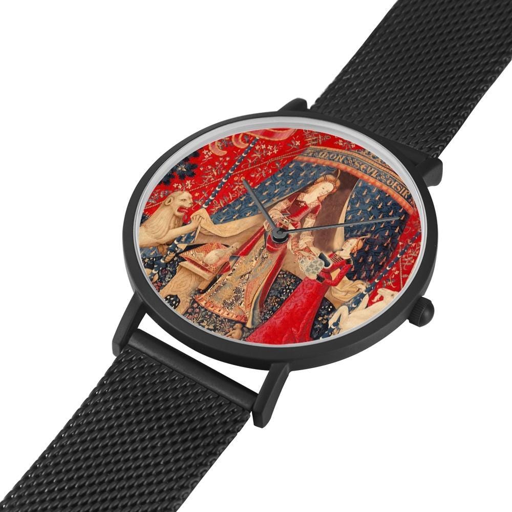 the Lady and the Unicorn tapestry artwork now on a quality citizen movement watch