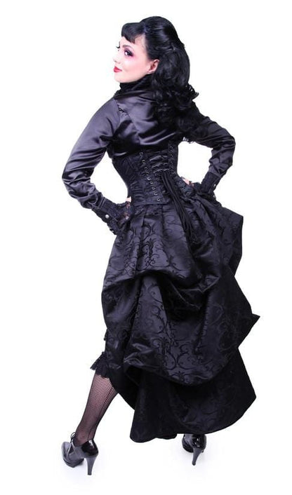 gothic victorian or steampunk black button up bustle skirt, can be worn over pants