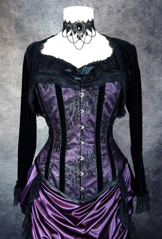 front close up on the Pandora Amethyst over bust corset
