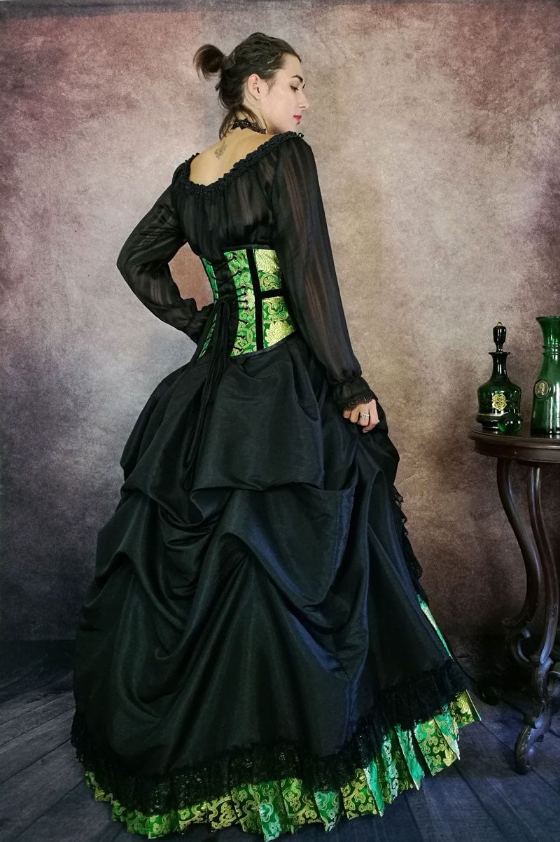 side back view of the Emerald Majestica gown from Gallery Serpentine