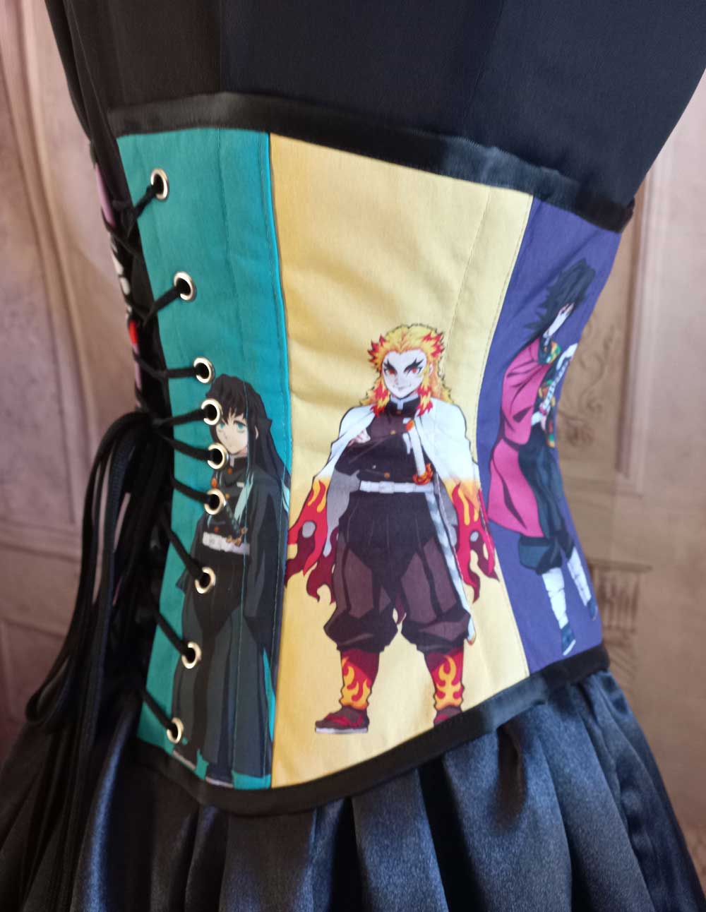 side back view of the Demon Slayer corset