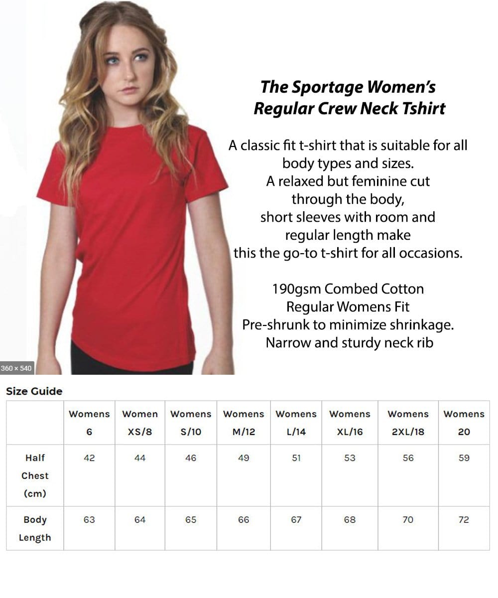 size guide for the Sportage Women's t-shirt