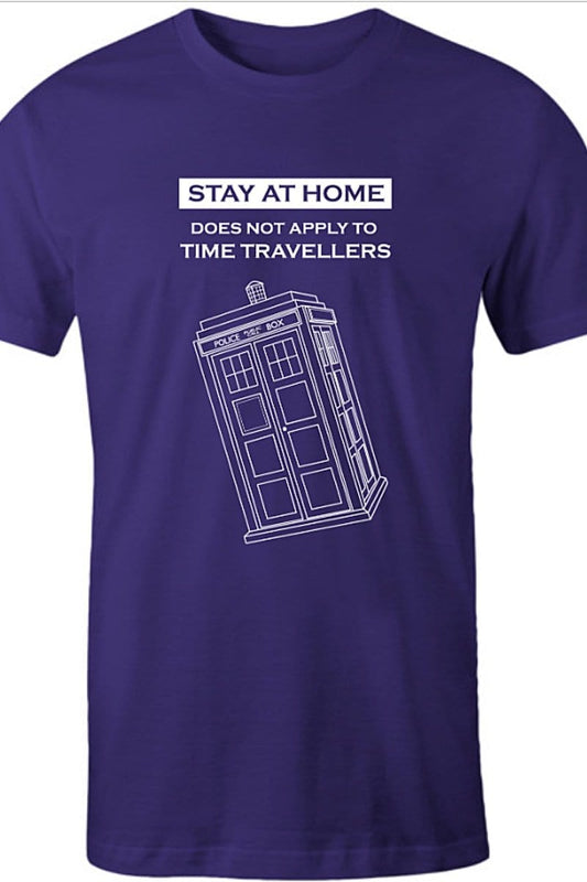 purple coloured stayathome time travellers tardis meme tee for Iso 2020