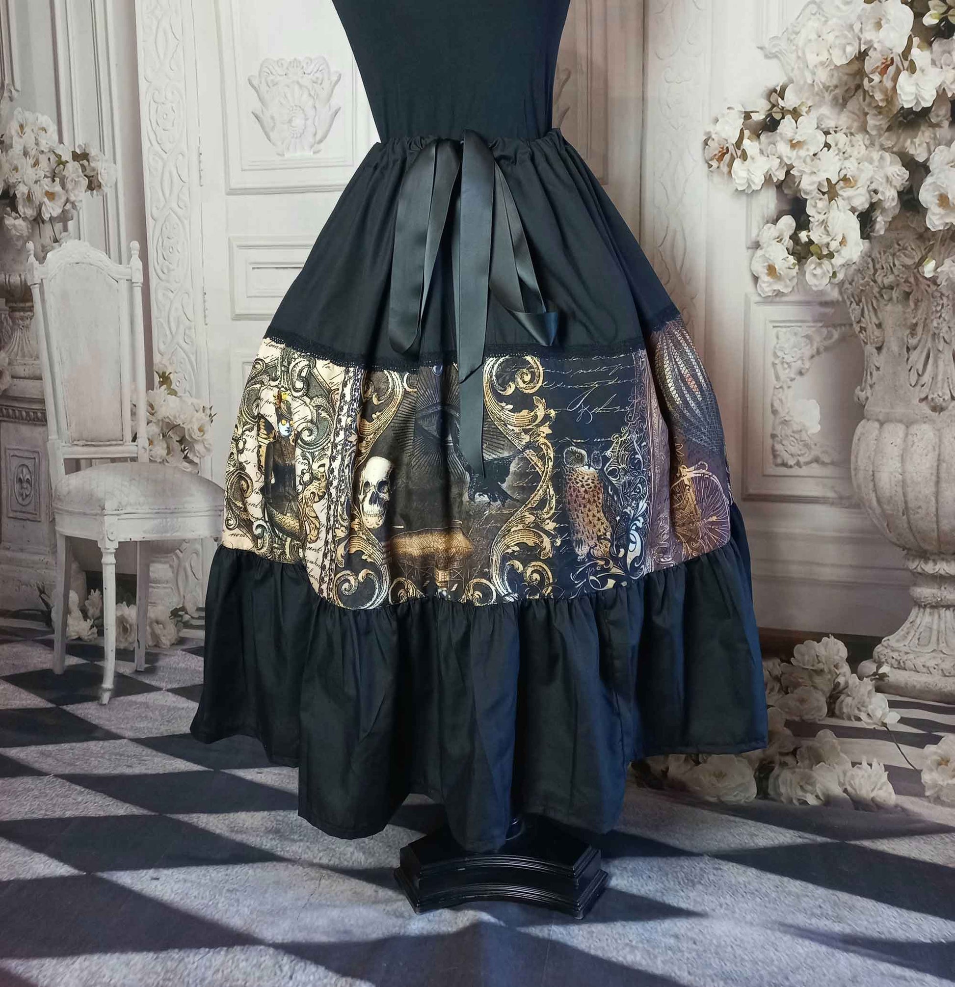 victorian emphera steampunk tea length gothic skirt