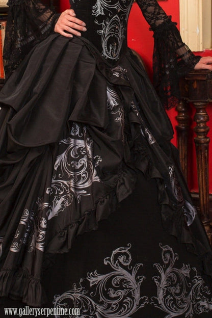 Black gothic baroque corset gown inspired by the baroque period