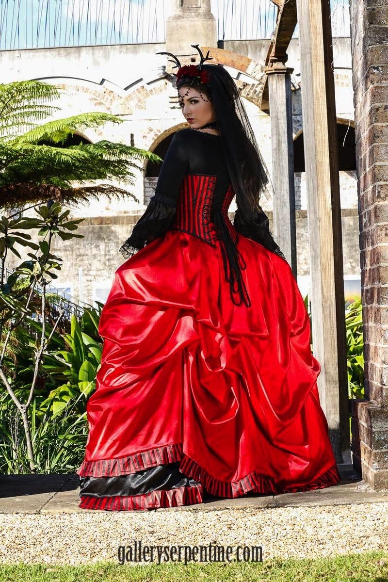 Gothic Venice Red and Black Bridal Gown Pirate Queen Wedding