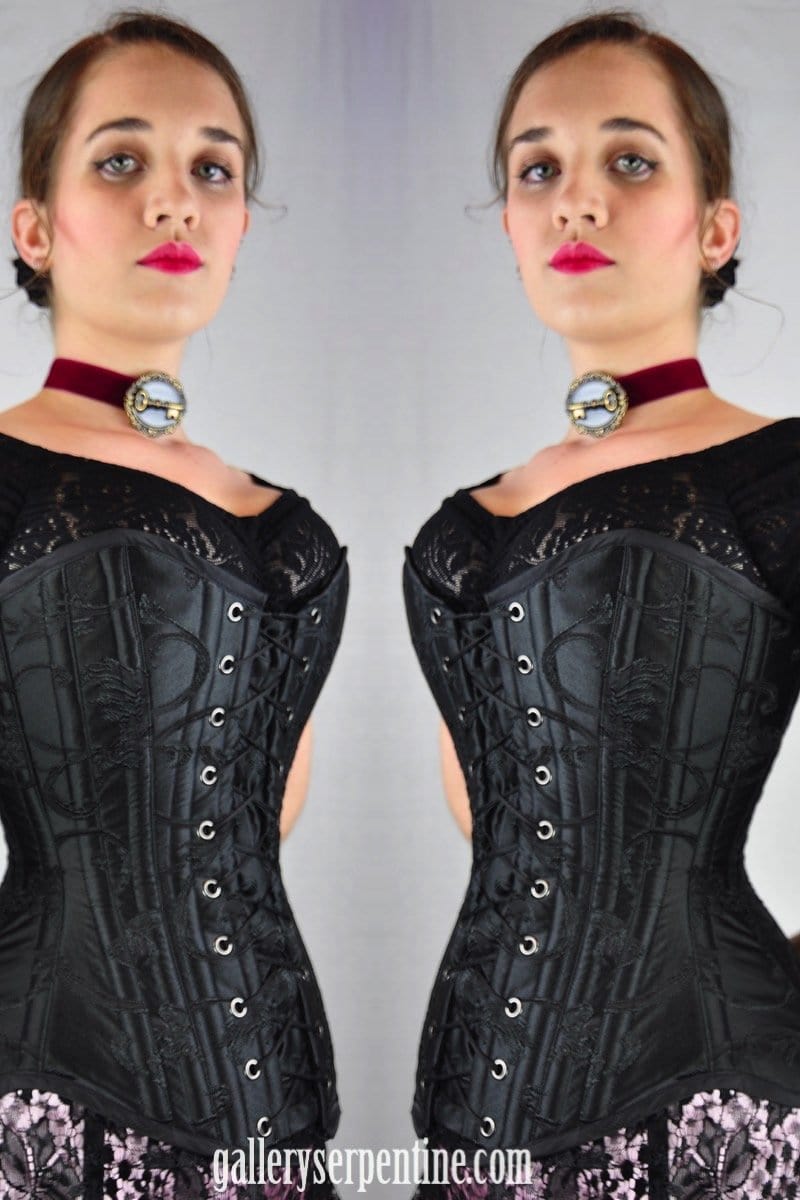 Victorian style over bust Femme Fatale steel boned corset made for Gallery Serpentine in Australia