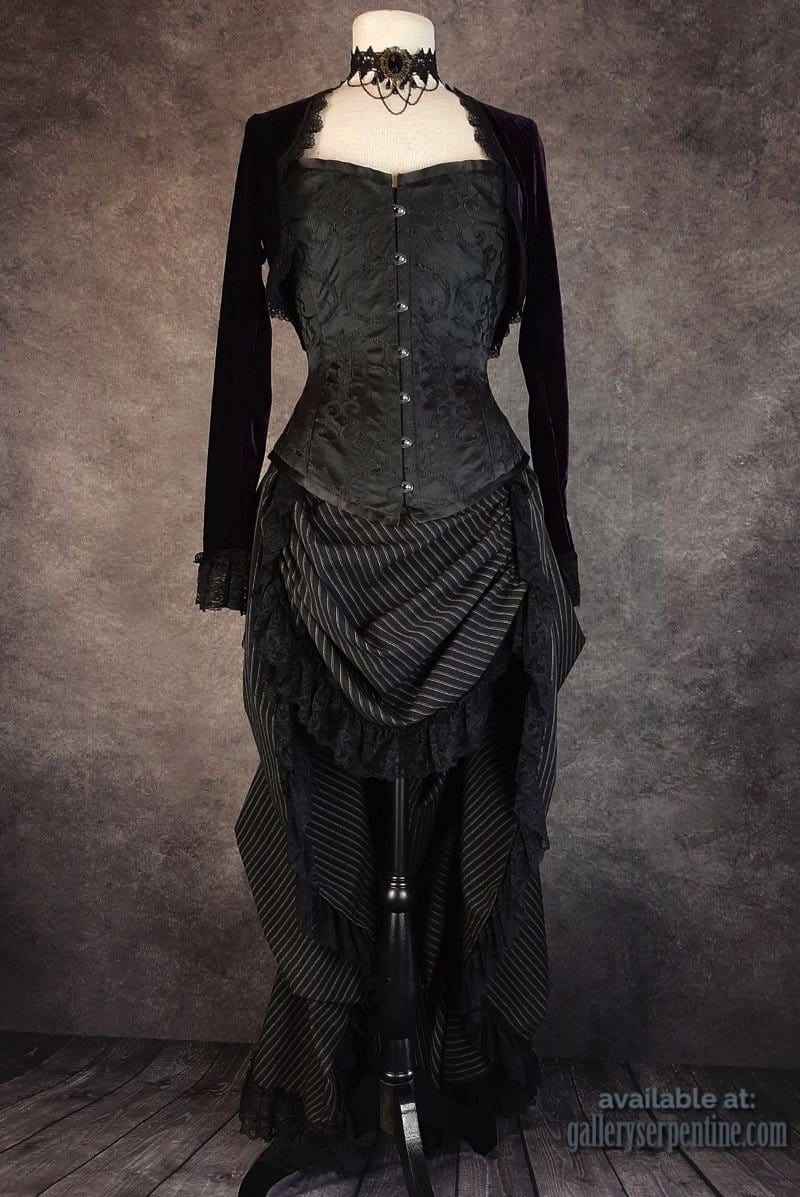 front view on a mannequin of a victorian style ensemble