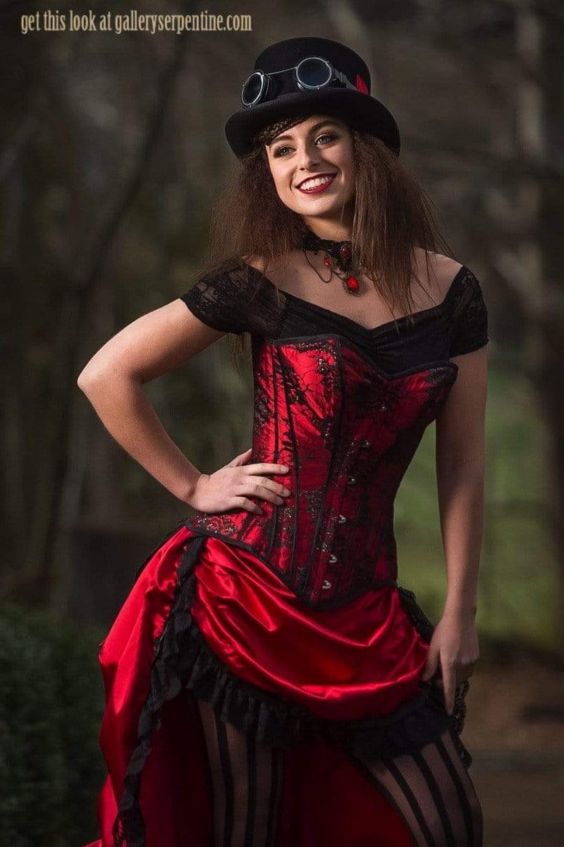 Red steampunk saloon Wild Wild West corset costume made in Australia high quality